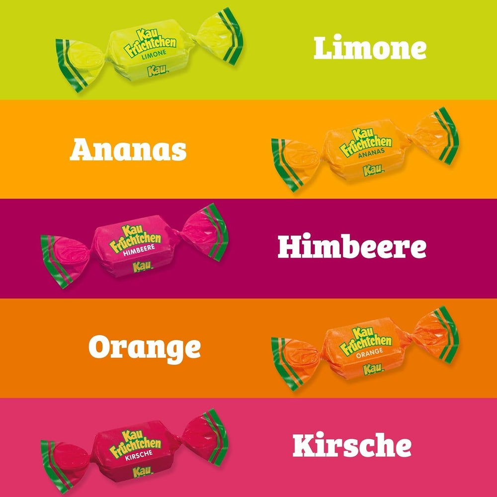 Kaufrüchtchen – 1 x 425G – Karamellbonbons mit fünf Fruchtgeschmacksrichtungen Naty Shop