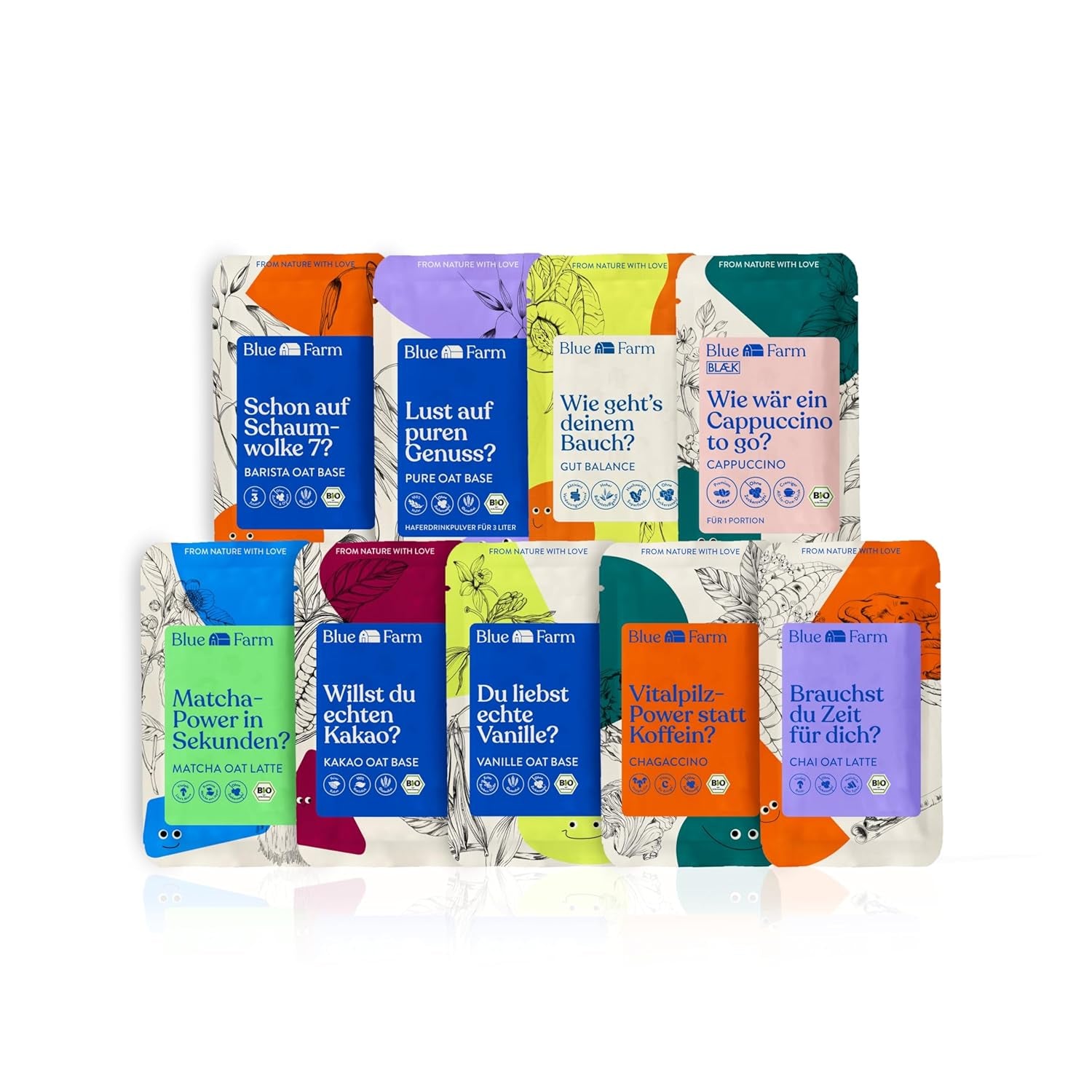 Blue Farm Pure Oat Base für bis zu 8 Liter Haferdrink zum Selbermischen – 100 % beste Bio-Qualität – 100 % vegan, laktosefrei & glutenfrei – 90 % weniger Verpackungsmüll