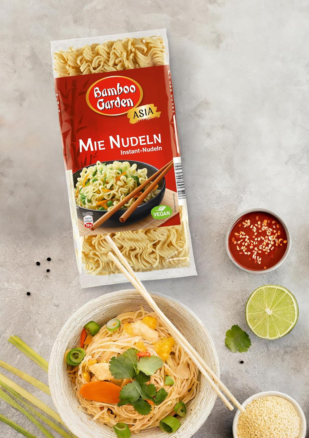 Bamboo Garden - Mie-Nudeln | Instantnudeln für die asiatische Küche | Ideal für Wok-Gerichte oder Suppen Veganer | 250g Beutel