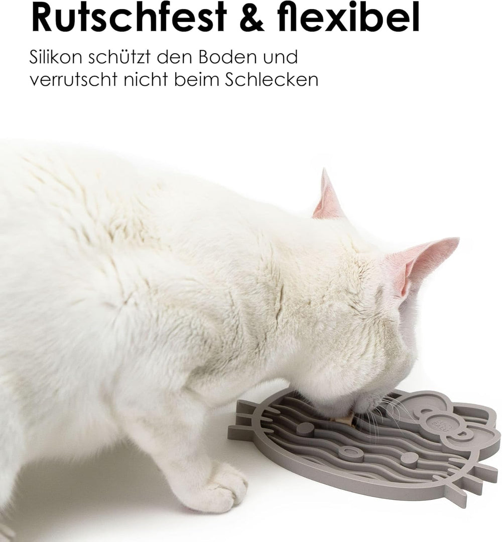 LucyBalu X Hello Kitty ZENCAT Covoraș de lins pentru pisici | Covoraș de lins pentru pisici | Hrănitor lent | Covoraș de lins din silicon de calitate alimentară | Covoraș de lins din silicon | Taupe
