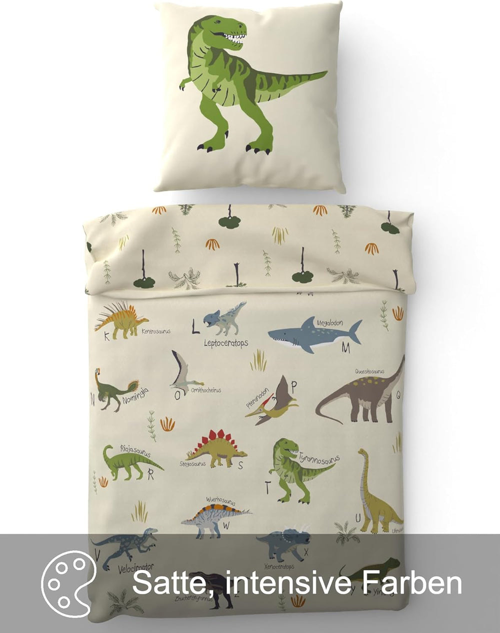 Skybrands Dino Bedtuene 135X200 Jungen Bedtuene Dinosaurier Baumwolle 2Tlg Kinder Bedtuene Dinosaurier 135X200 + Bag Naty Shop
