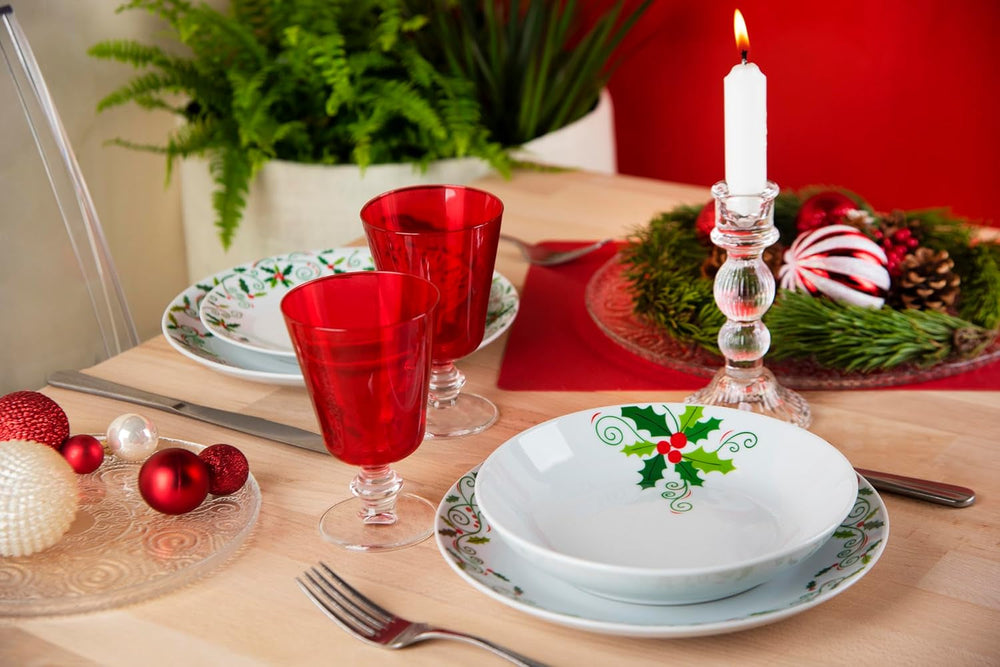 Excelsa 64134 Christmas Holly Tellerservice, 18-Teilig, Porzellan, Weiß Seturi vesela masa Naty Shop