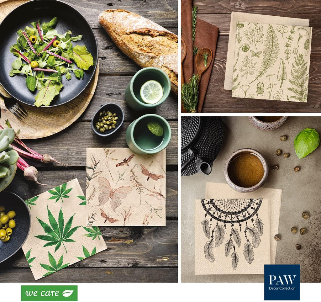 PAW Decor Collection X PAW Decor Collection Cm Șervețele de hârtie cu 3 straturi. 20 de bucăți. Imprimate cu culori pe bază de apă. Decorațiuni de masă. Natură, Hirsc, Paw_022022, căprioară, 33 X 33 Cm (pachet cu 3)