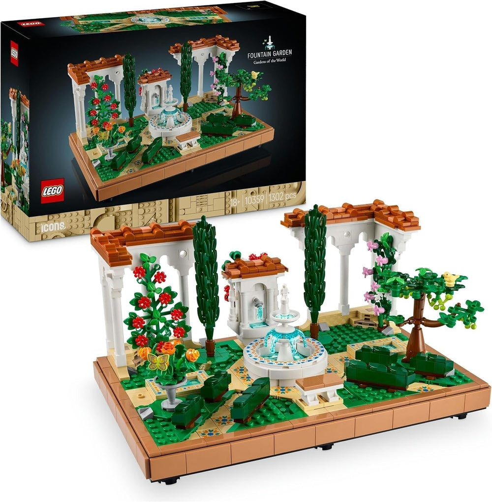 LEGO Icons Fountain Garden - Set de construcție în miniatură pentru adulți cu frunze, chiparoși, copaci, liane, flori - Idee creativă de cadou pentru ziua de naștere, cadou de casă pentru femei, bărbați - 10359 Seturi de constructie Besuche den LEGO-Store Titlu implicit