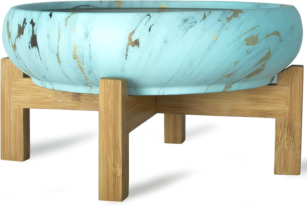 Ghiveci suculent, jardinieră mare pentru suculente cu suport, ghiveci bonsai ceramic de 25,4 cm cu drenaj, rotund, marmură, cactus, flori, jardinieră pentru interior și exterior