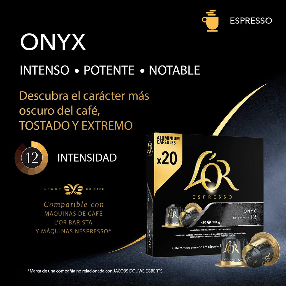 L'OR Espresso Kaffeekapseln Onyx | Intensität 12 | 200 kompatible Kapseln Nespresso (R)* - Amazon Exclusive