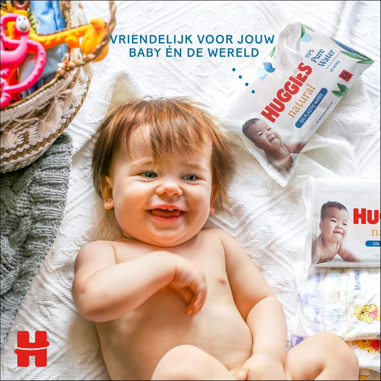 Huggies natürlich biologisch abbaubare Feuchttücher für empfindliche Babys, 8 x 48 Tücher, Großpackung