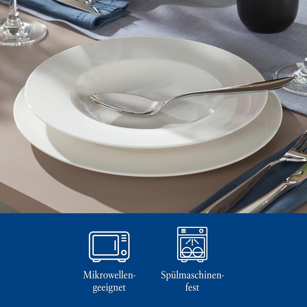 Vivo by Villeroy & Boch Basic White Tafelservice 12 Teilig Weiß, Teller Set, Weißes Geschirr, Geschirrset 6 Personen, Essservice, Speiseteller, Suppenteller, Spülmaschinenfest, Premium Porzellan Seturi vesela masa Naty Shop