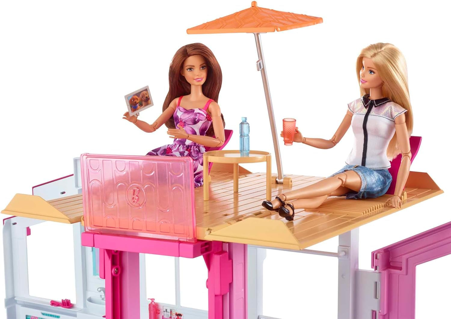 Barbie House Dream Villa, 3-stöckiges Stadthaus mit 5 Zimmern, inklusive Zubehör wie Möbeln, faltbar und Aufbewahrung, Spielzeug ab 3 Jahren, DLY32 Naty Shop Puppenhäuser