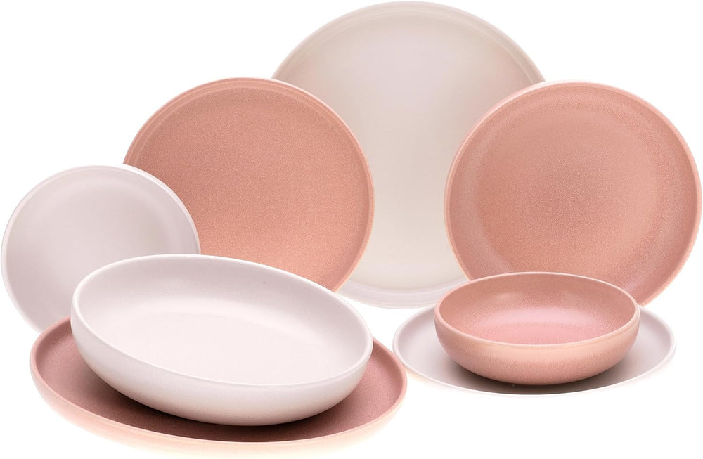 Creatable, 22979, Serie Uno BLACK, 12-Teiliges Geschirrset, Teller Set Aus Steinzeug, Spülmaschinen- Und Mikrowellengeeignet, Made in Portugal Seturi vesela masa Naty Shop Rose + Offwhite Tafelservice 8 Teilig