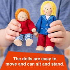 S0218 - Biegepuppen City-Familie, nachhaltige Holzfiguren, Holzpuppen für Kinder, beweglich Robustes Holzspielzeug, kreatives Kinderspielzeug, naturbelassen - 6er Set, ab 3 Jahre