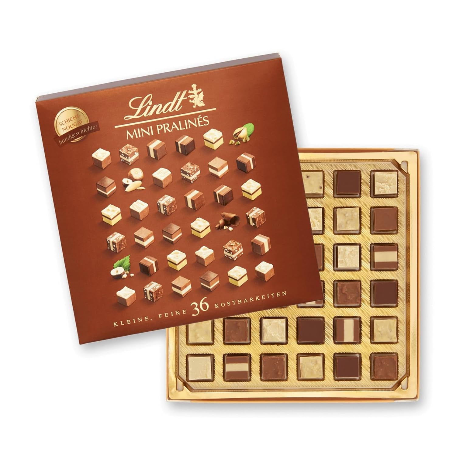 Ciocolată Lindt - Nougat Mini Pralinés, 165 grame, cutie cu 36 de praline Bomboane de Ciocolata Naty Shop