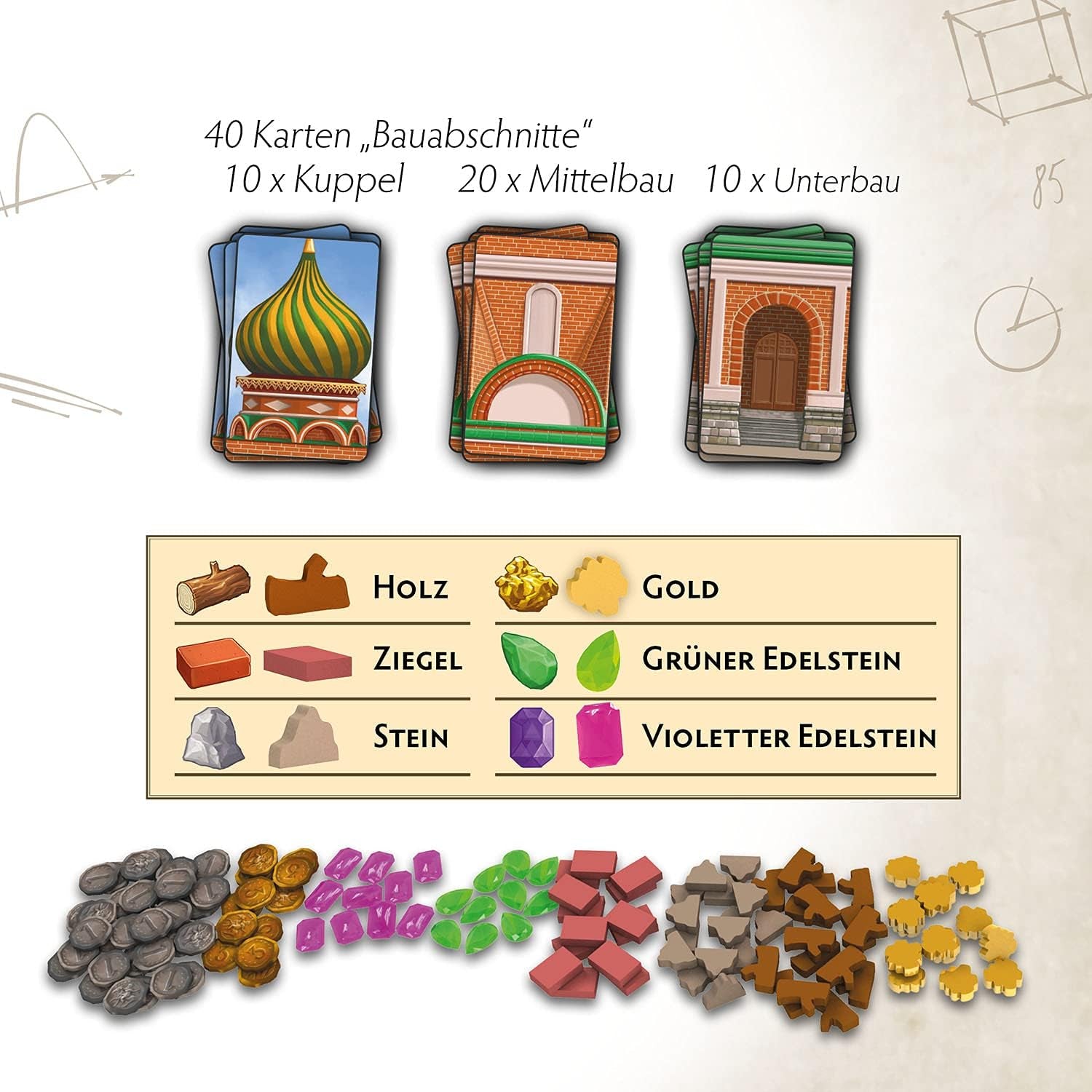 KOSMOS 682156 Rote Kathedrale, Erbauer des Zaren, Strategiespiel mit speziellem Würfelmechanismus, Brettspiel für 1-4 Spieler ab 12 Jahren, Spiel für Kenner