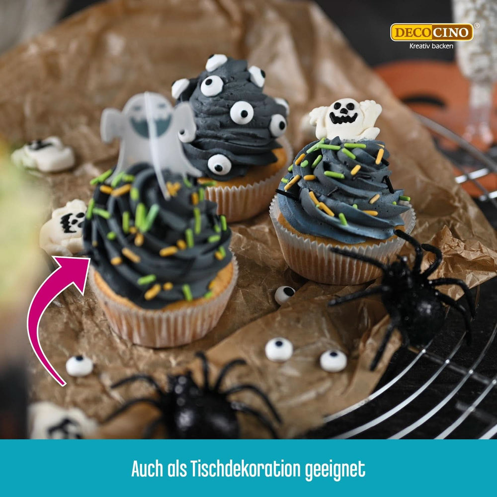 DECOCINO Halloween 3D Spinnennetz essbare Waffeln 12 Stück Streusel Naty Shop