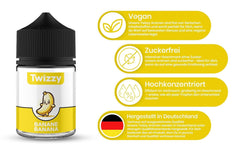 Twizzy Bananen-Lebensmittelgeschmack – 60 ml – Intensiver Geschmack – Ideal zum Backen. Aromen Naty Shop