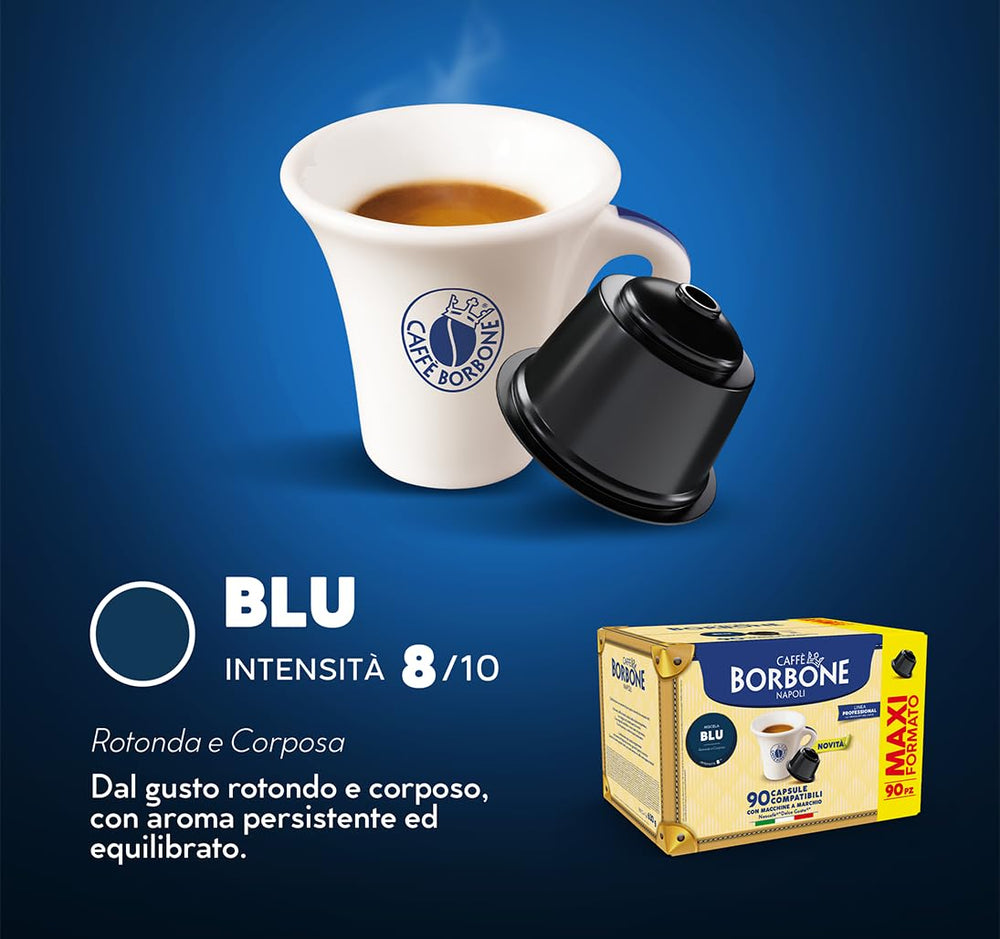 Caffè Borbone Blaue Kaffeemischung - 90 Kapseln - Kompatibel mit Kaffeemaschinen der Marke Nescafè®* Dolce Gusto®*