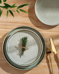 Set de veselă din gresie GBhome pentru 6 persoane, 18 piese, glazură reactivă, set de veselă din gresie lucrat manual, potrivit pentru cuptorul cu microunde și mașina de spălat vase, set de bol și farfurie