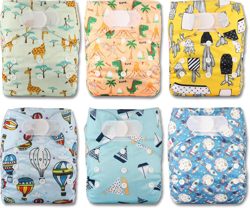 Littles and Bloomz wiederverwendbare Windel FLV2-0602, Standard-Klettverschluss, 6 Windeln