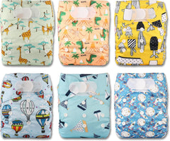 Littles and Bloomz wiederverwendbare Windel FLV2-0602, Standard-Klettverschluss, 6 Windeln