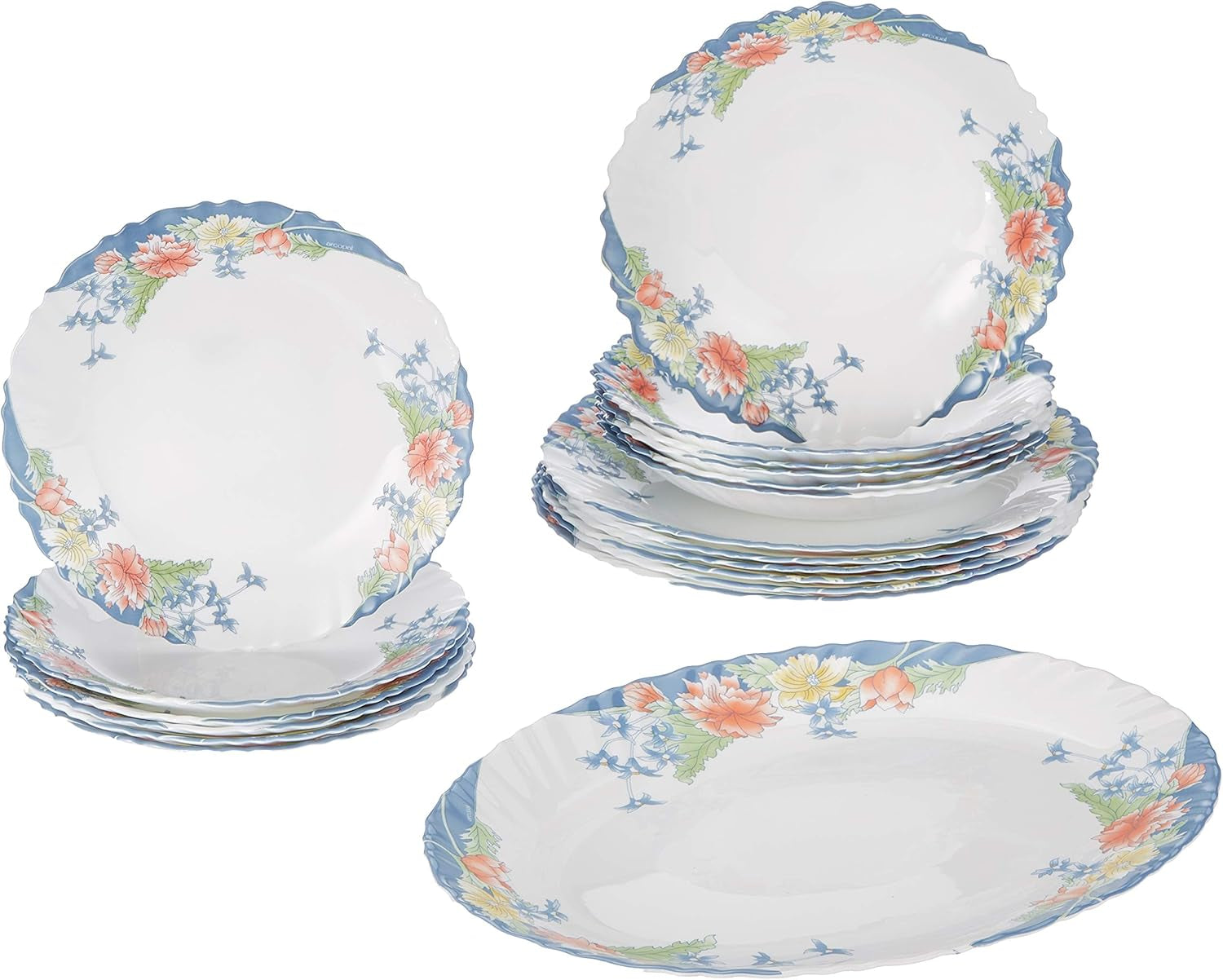 Florine Tafelservice Mit Blumen, Glas, Mehrfarbig, 33 X 33 X 31 Cm Tableware Sets Naty Shop Default Title