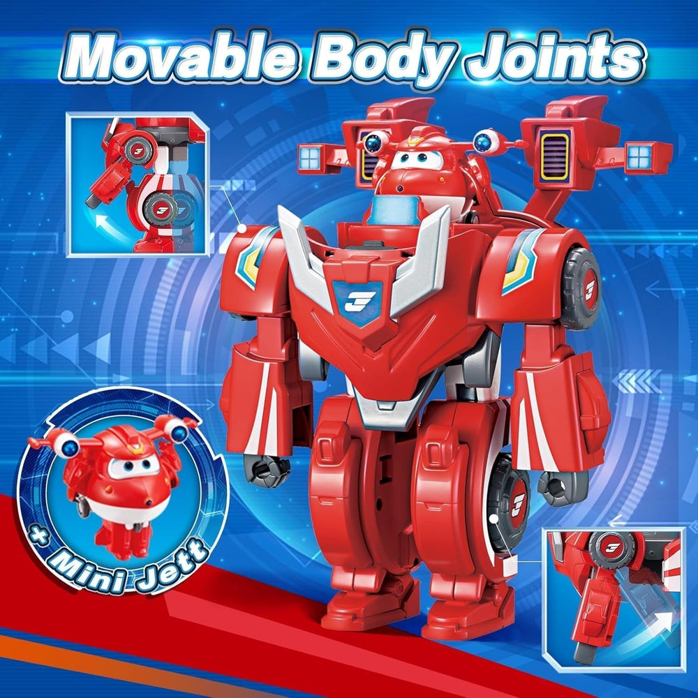 Super Wings EU770351 - Super Robot Suit Jett, aprox. 18 cm înălțime figurină de joacă transformabilă, costum de robot 2 în 1 și super mașină, pentru copii de la 3 ani în sus, Roșu Action figures Naty Shop