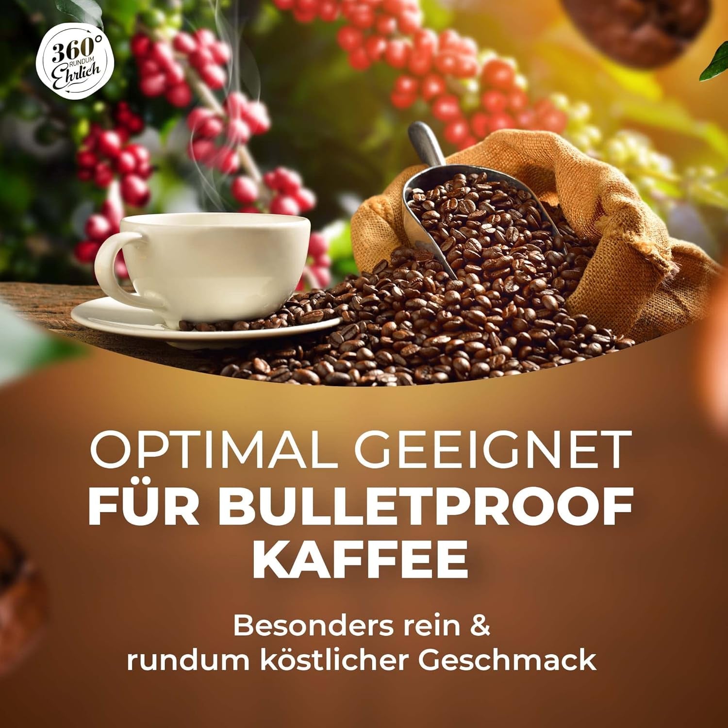 Premium Bio Kaffeebohnen 1000g, 100% Honduras Hochland Arabica Kaffeebohnen Bio - Köstlich, mild, säurearm - Bio Kaffee ganze Bohnen - Ideal als Kaffeebohnen Vollautomat - 360° Rundum Ehrlich