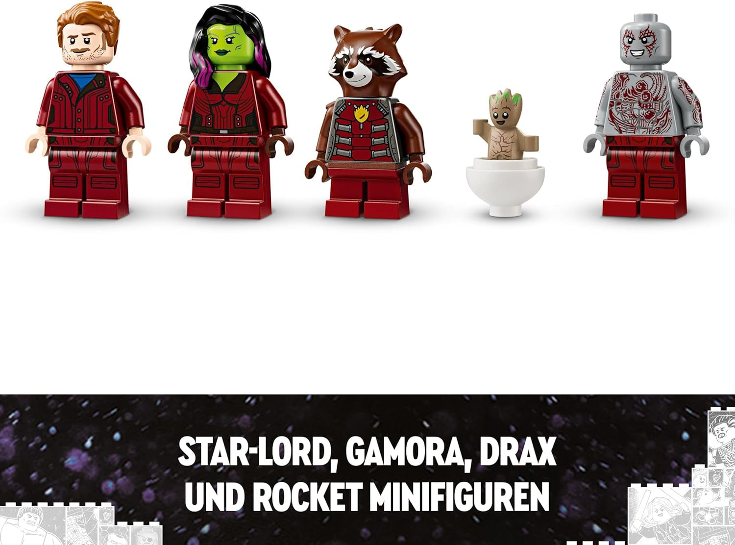 LEGO Marvel Guardians of the Galaxy: Das Milano Building Raumschiffmodell mit 4 Superhelden-Minifiguren Avengers Flyer für Weltraumabenteuer Geschenk für Jungen und Mädchen 76286 Bausets Beuche the LEGO-Store