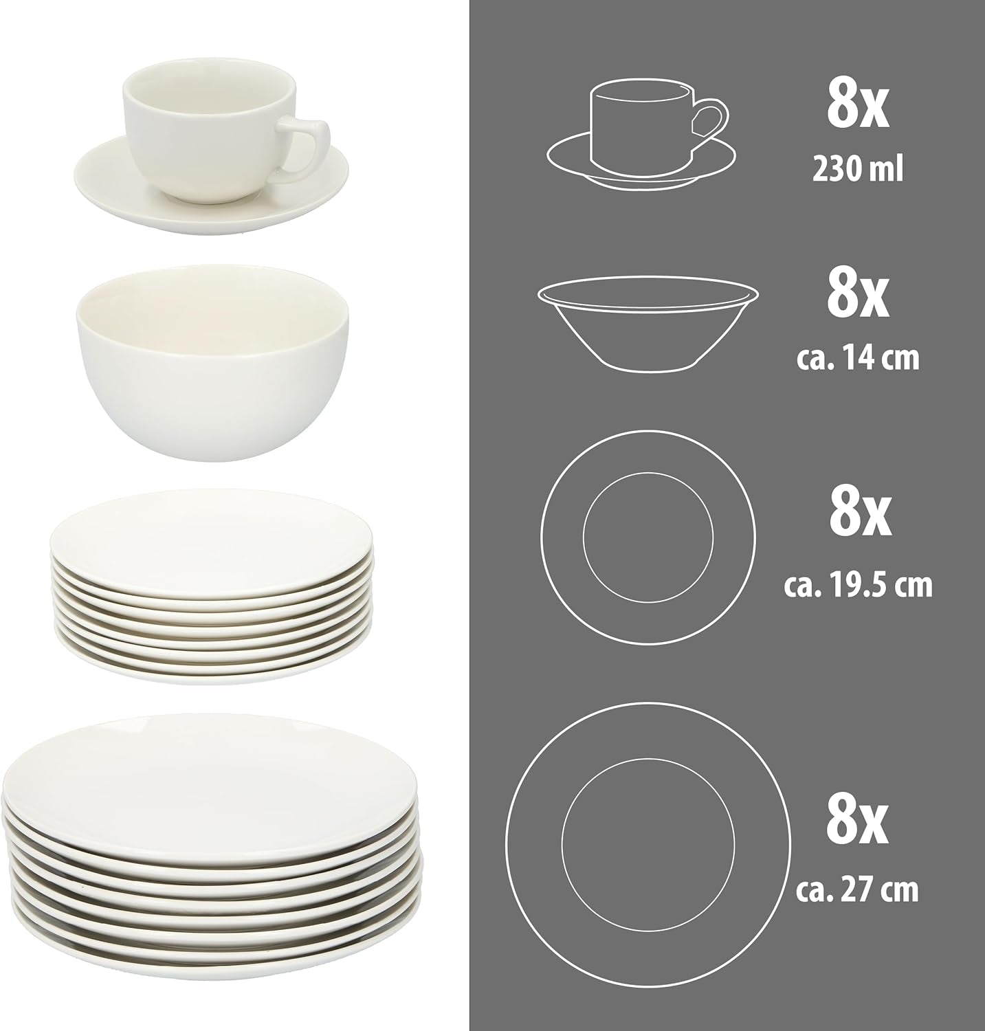 Feluri de mâncare Alpina 8 persoane - 40 -PART PATRU VÂRZIUNE GRASTERASE Seturi vesela masa Naty Shop