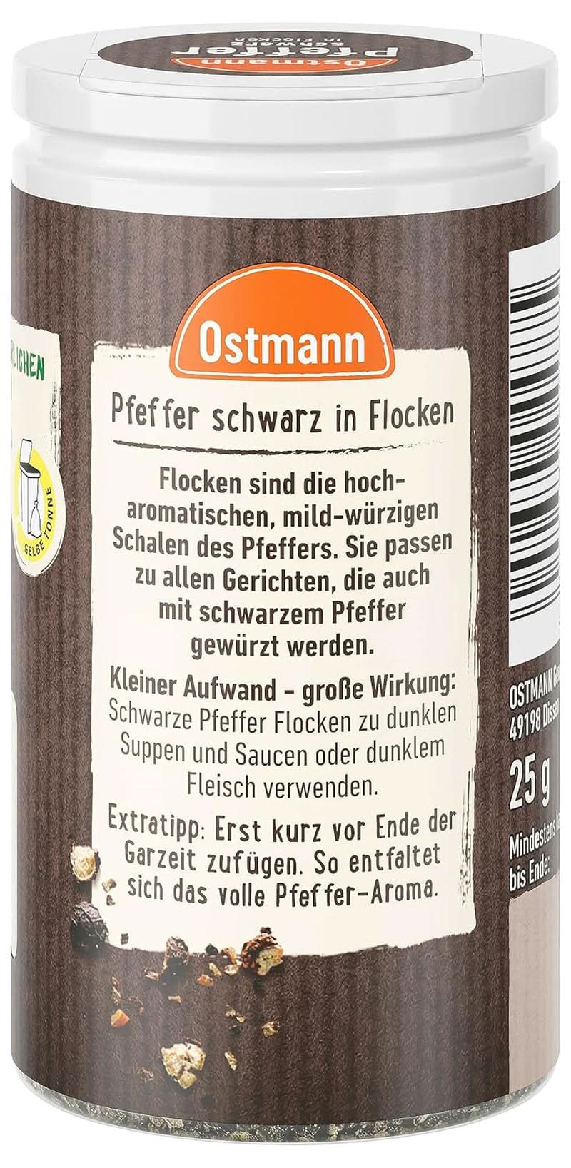 Ostmann - Schwarze Pfefferflocken, 25 Gramm Condimente Naty Shop
