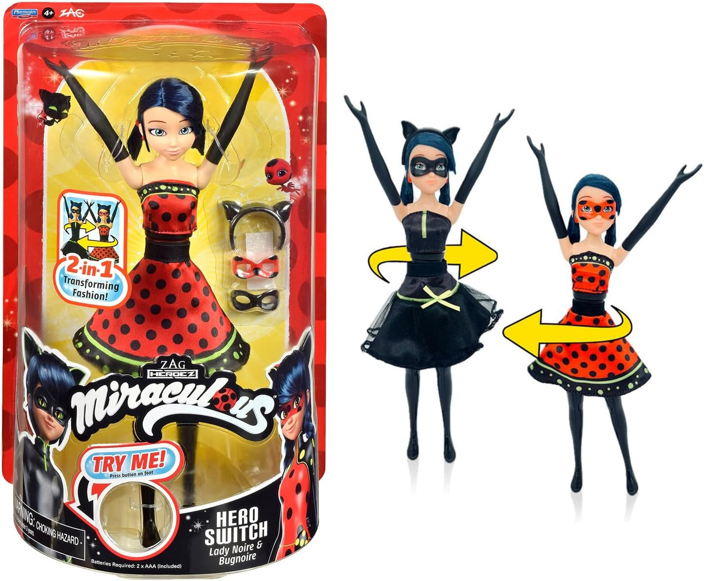 BANDAI - Figur - Miraculous Ladybug - Ankleidepuppe - 26 cm - Ladybug mit ihrem Yoyo im Telefonmodus - Neues Kostüm mit Vinyl-Effekt - P50028