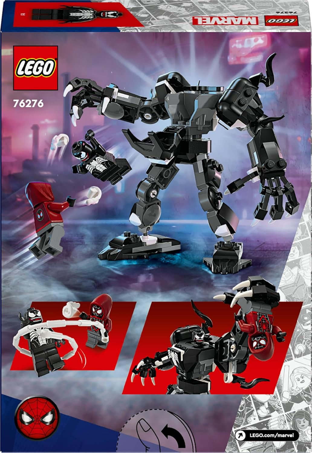 LEGO Marvel Venom Mech Vs. Miles Morales bewegliche Actionfiguren für Kinder, Spider-Man-Set mit Superhelden-Duell-Minifiguren, Spielzeuggeschenk für Jungen und Mädchen ab 6 Jahren, 76276 Bausets. Besuchen Sie den LEGO-Store