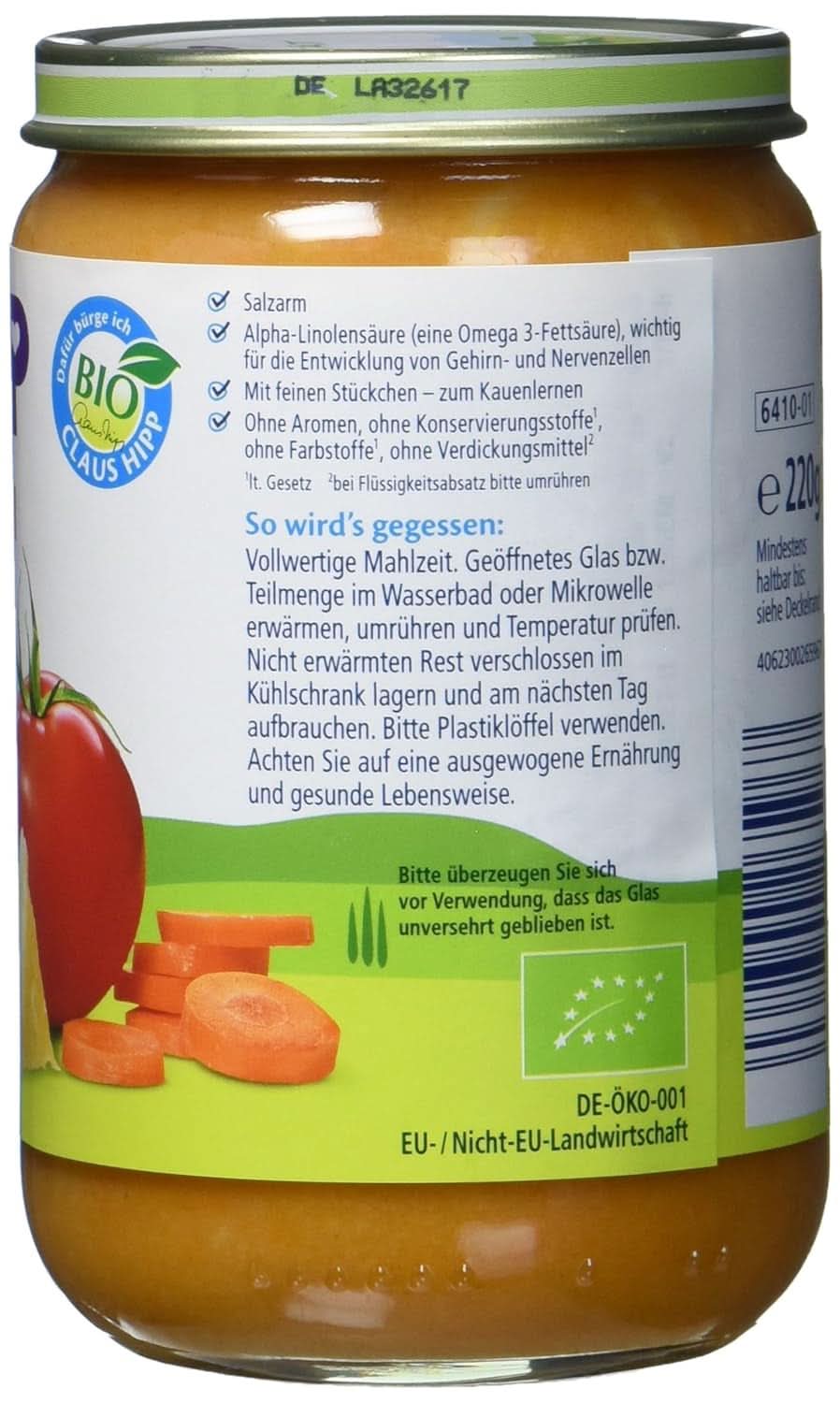 Hipp Pasta Bambini - Lasagne mit Gemüse, 6er Pack (6 x 220 g) Mutter und Kind Naty Shop