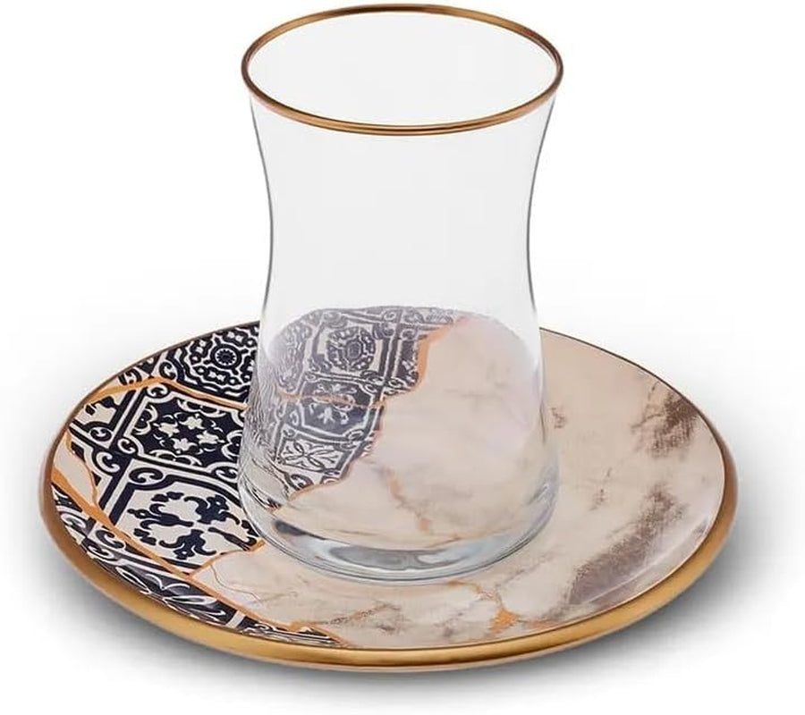 Set de ceai Karaca Aris cu 12 piese pentru 6 persoane - Serviciu rafinat din porțelan pentru o savurare elegantă a ceaiului