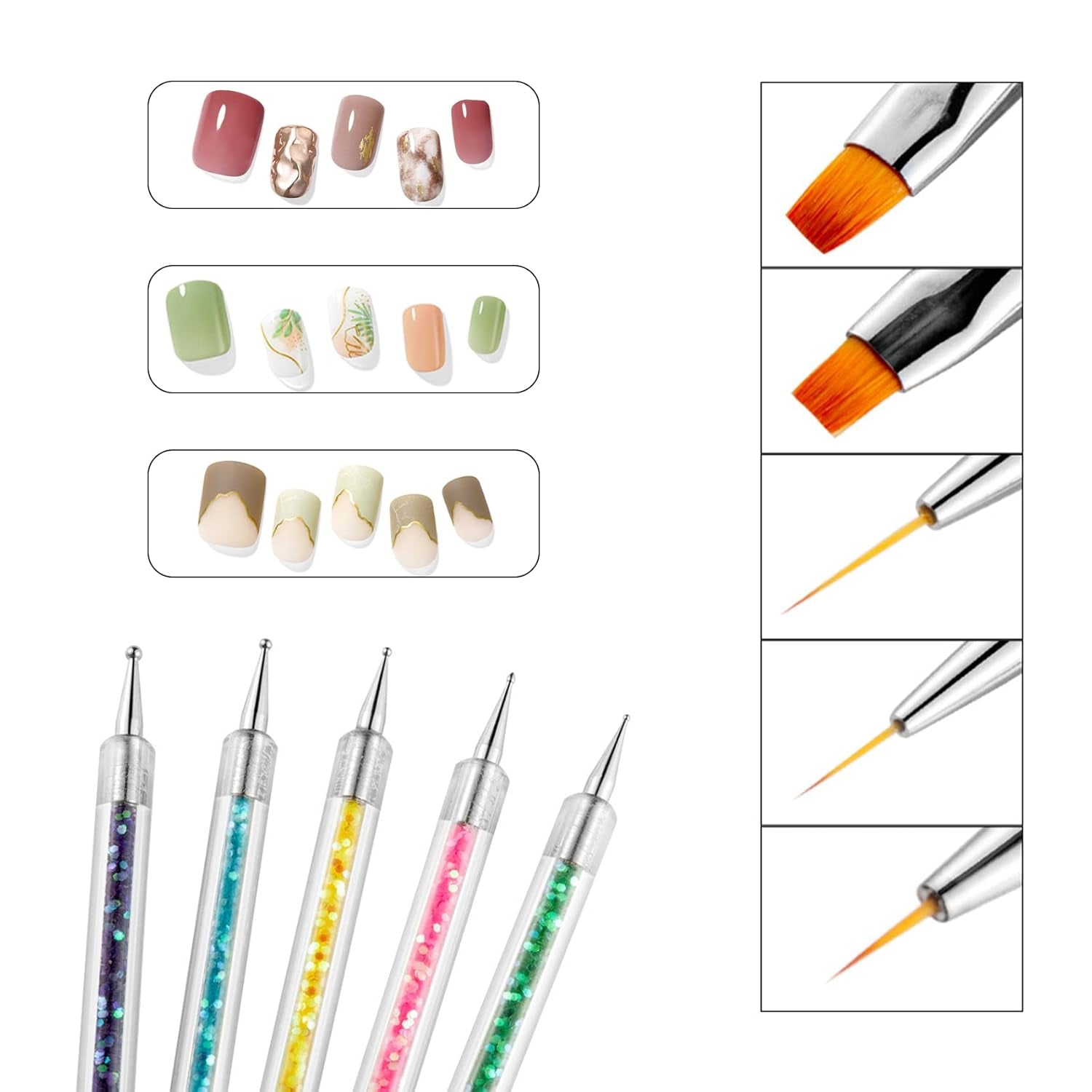 Nagel Art Fineliner Pinsel[5 Stück],Nagel Art Liner Pinsel,Professionel Detail Pinselset,Nagellack Pinsel,Für Nail Art Design Painting Salon,Nageldesign Nagel Fußpflege