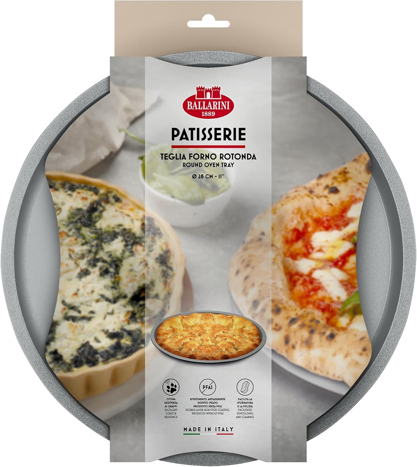 Ballarini, Backblech, verschiedene Modelle Backbleche und Formen Naty Shop Grau Rundes Backblech 28 cm
