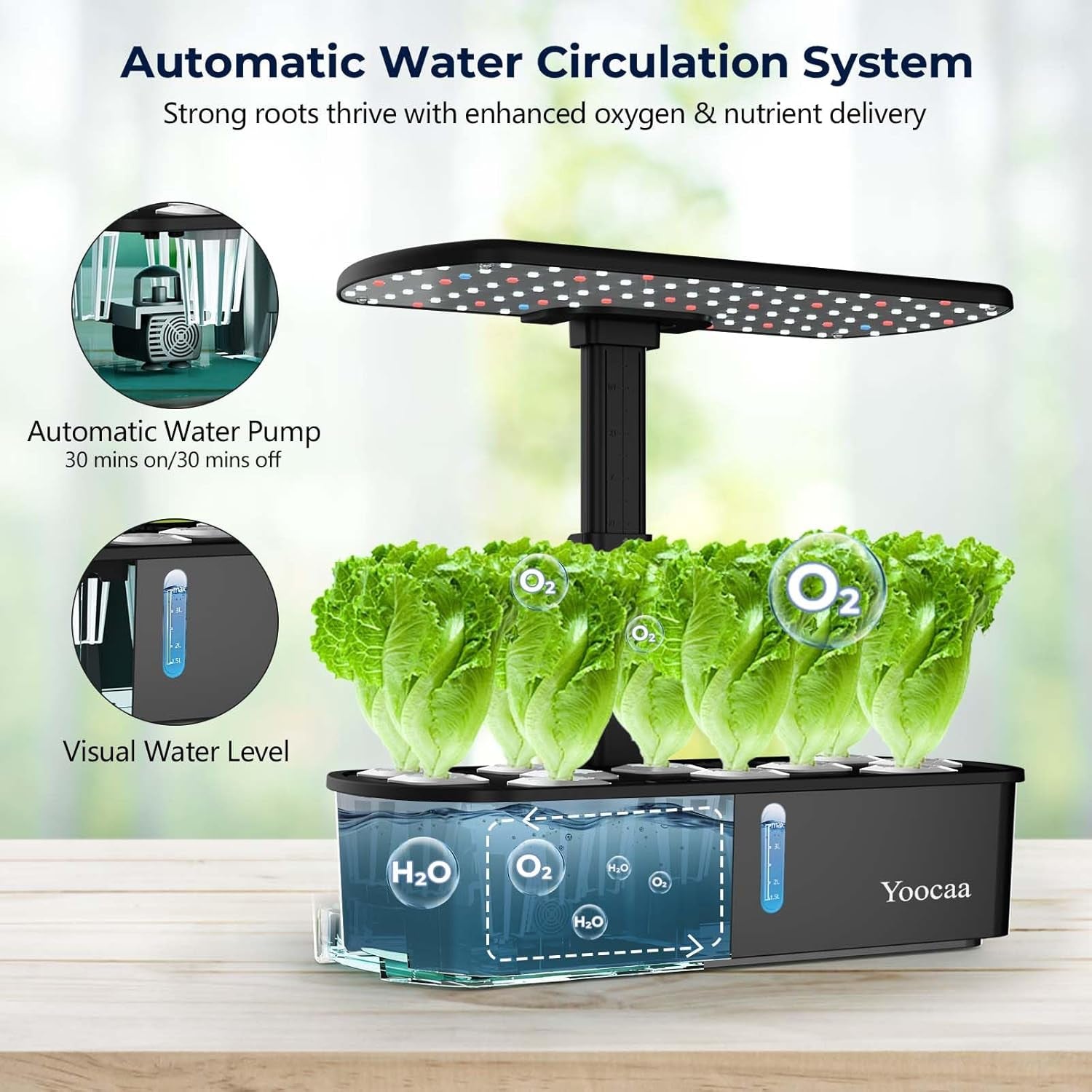 Hydrokultur-Anbausystem für 12 Pflanzen, Kräutergarten für den Innenbereich mit automatischem Timer, Pumpe, höhenverstellbarem Smart Garden Grow Kit (Samen nicht im Lieferumfang enthalten)