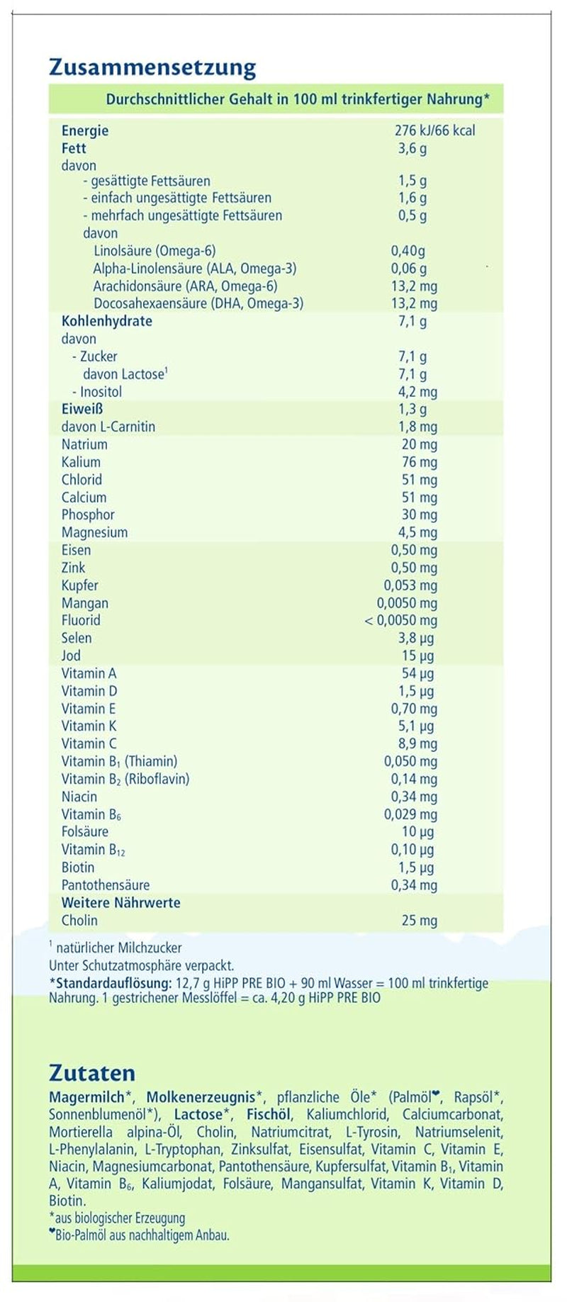 HiPP PRE Bio-Säuglingsmilch (4 x 600g), ab der Geburt, enthält als Kohlenhydrat ausschließlich Laktose, in bester Bio-Qualität