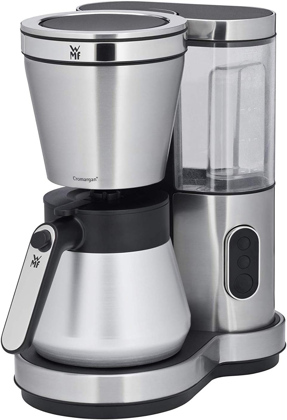 Espressor WMF Bueno cu carafă de sticlă, cafea filtrată, 10 cești, buton pornire/oprire, sistem anti-picurare, filtru oscilant, oprire automată, placă de încălzire, 1000W