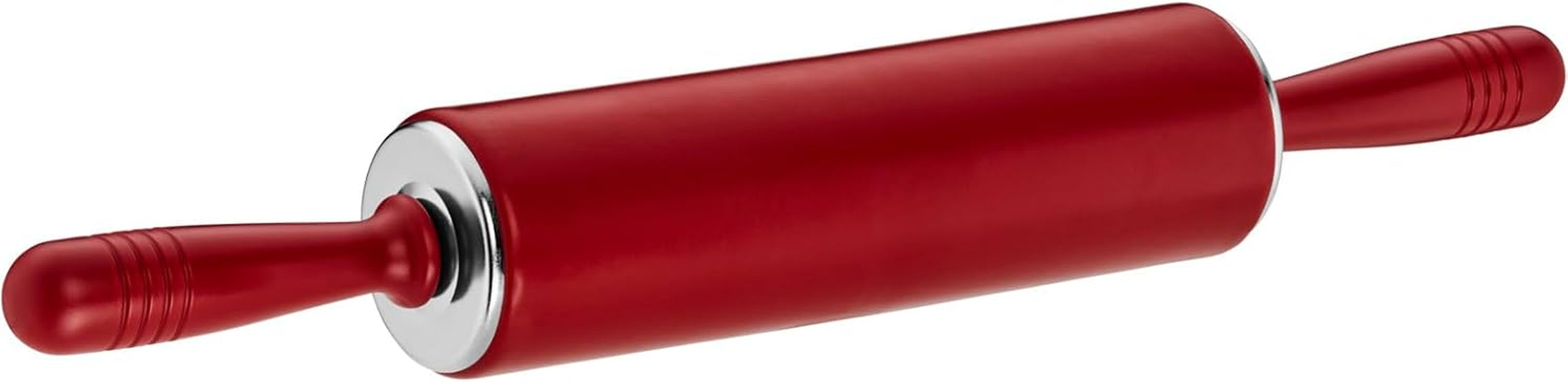 Original Kaiser Original Kaiserflex Red Teigroller Silikon 49 x 6,5 cm, Nudelholz Silikon mit Metallkern, ergonomische Griffe, hitzebeständig bis 200°C, rot