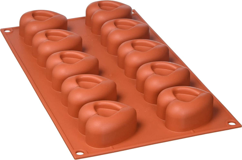 Silikomart 20.036.00.0060 SF 036, Küchenherz Naty Shop M (48 x 54 mm, Tiefe 27 mm. Volumen: 10 x 45 ml) 10 x Herzen mit Einkerbung