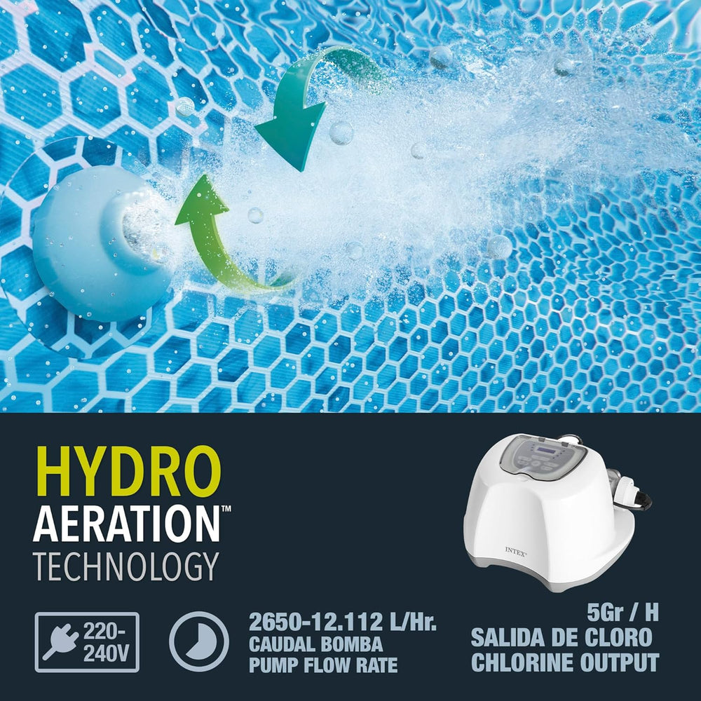 Intex 26668 – Krystal Clear Salzwasserfiltersystem für 2650–12112 l/h Filterpumpe für kleine Pools bis zu 26500 l, Kunststoff, weiß