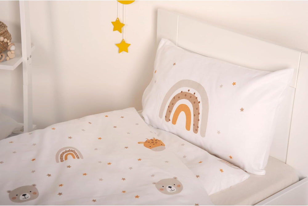 Herding Babybest Little Friends Winterbettwäsche, Kopfkissenbezug 40 X 60 Cm Mit Hoteleinschlag, Bettbezug 100 X 135 Cm, Mit Zwißwerfer, 100% Baumwolle/Flannel, Weiß, Twin Naty Shop