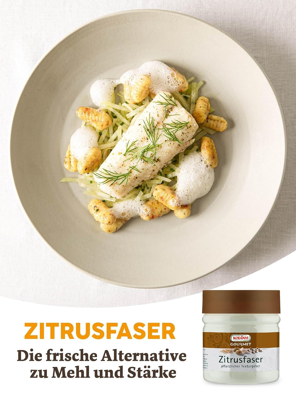 Kotanyi Gourmet Zitrusfaser | pflanzlicher Texturgeber, Alternative zu Mehl und Stärke, ca. 120g, 400 ml