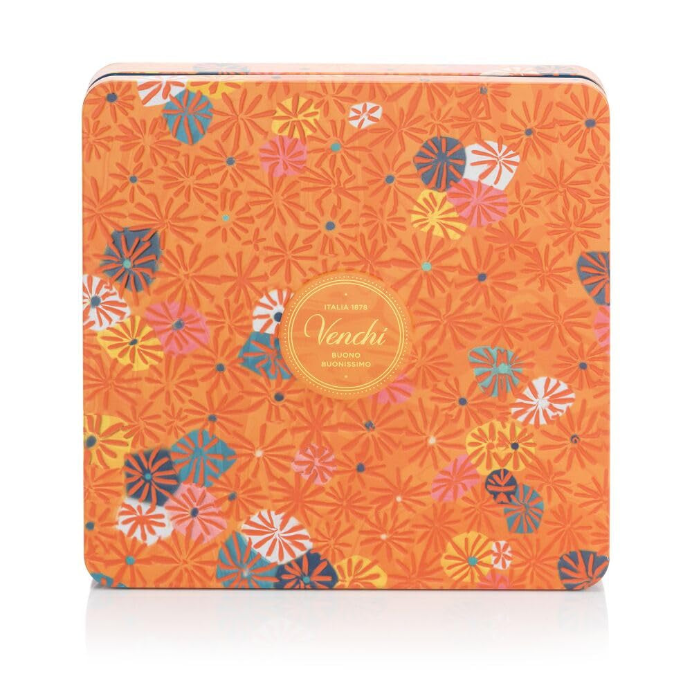 Venchi, Murrine Collection - Cutie cadou maxi de culoare portocalie cu praline de alune asortate, 600 grame Bomboane de Ciocolata Naty Shop