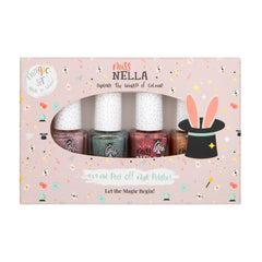 Miss Nella Magic Collection 4-teiliges Glitzer-Nagellack-Set: Rosa, Rot, Gold und Blau, spezieller entfernbarer Nagellack für Kinder, ungiftig, auf Wasserbasis, geruchlos