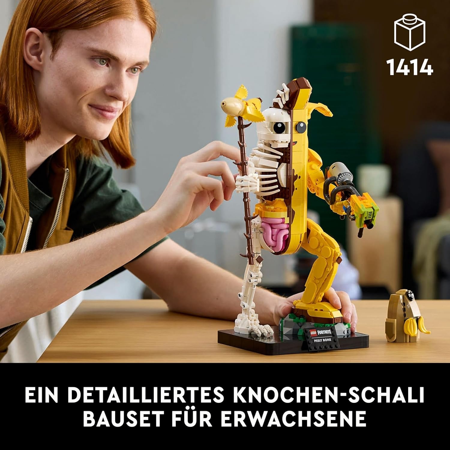 LEGO Fortnite Knochen-Schali – Gamer Modellbau – Bauset für Erwachsene – Schalenschläger Spitshacke, Farbwerfer, Bananenrucksack – Gaming Deko – DIY Set – Gaming Geschenk für Erwachsene & Fans – 77072