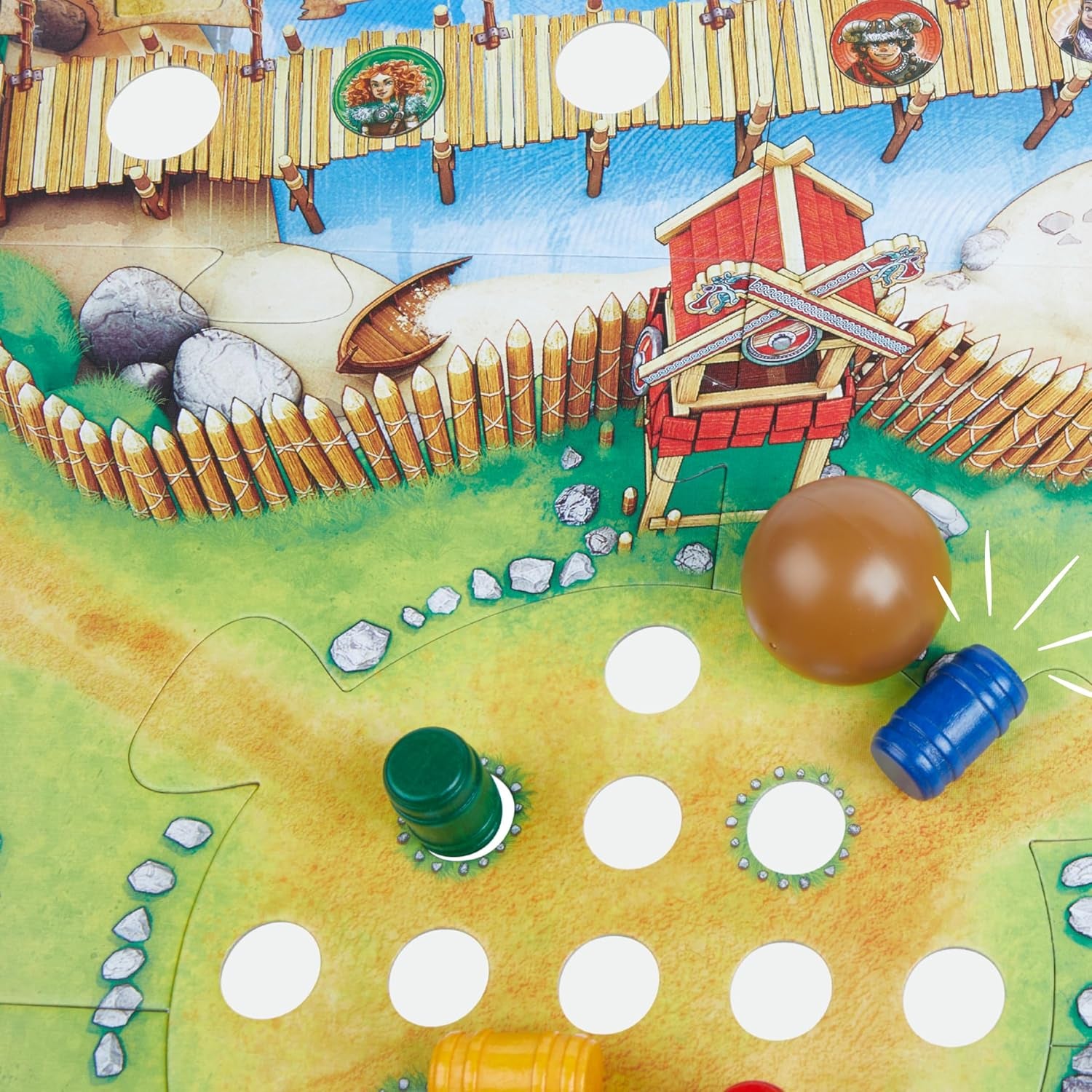 HABA Tal der Wikinger – Schnelles Geschicklichkeitsbrettspiel ab 6 Jahren für 2–4 Spieler – XXL-Spielbrett und 3D-Wikingerschiffe – Fördert Taktik und Mut – 1304697001