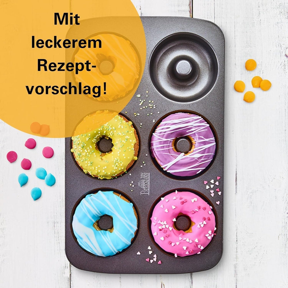 Birkmann, Easy Baking, Donutblech, Backform Für 6 Donuts, Mit Hochwertiger Antihaftbeschichtung, Ø 9 Cm, Mit Rezept, 881631 Formen und Bleche zum Backen Naty Shop