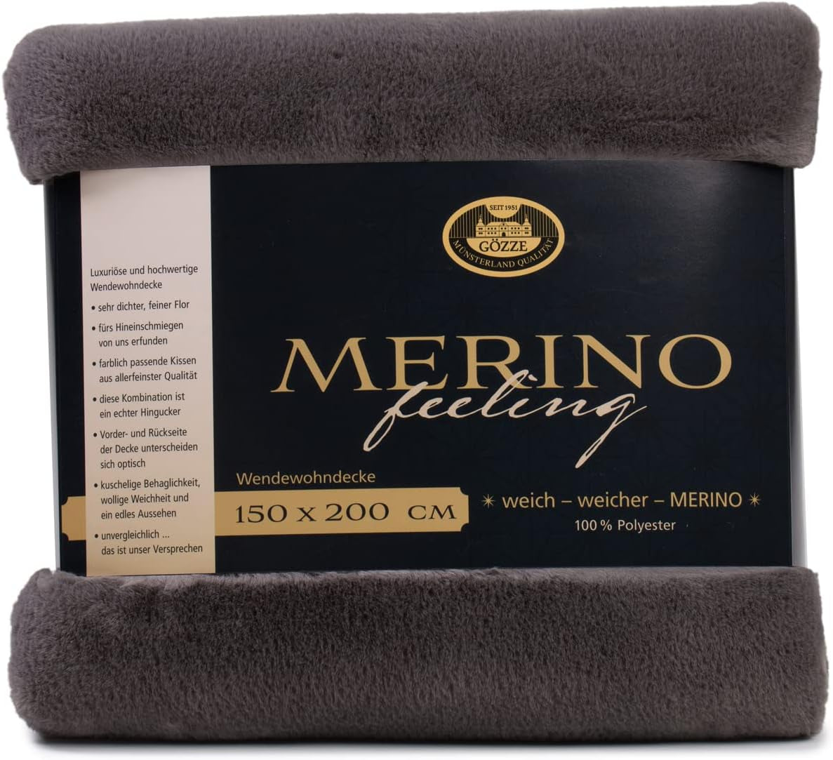 Gözze - Bequeme Decke, wendbar, hohe Dichte 600 g/m², 150 x 200 cm – Dunkelgrüne Betten und Decken Besuche den Gözze-Store Anthrazit 150 x 200 cm