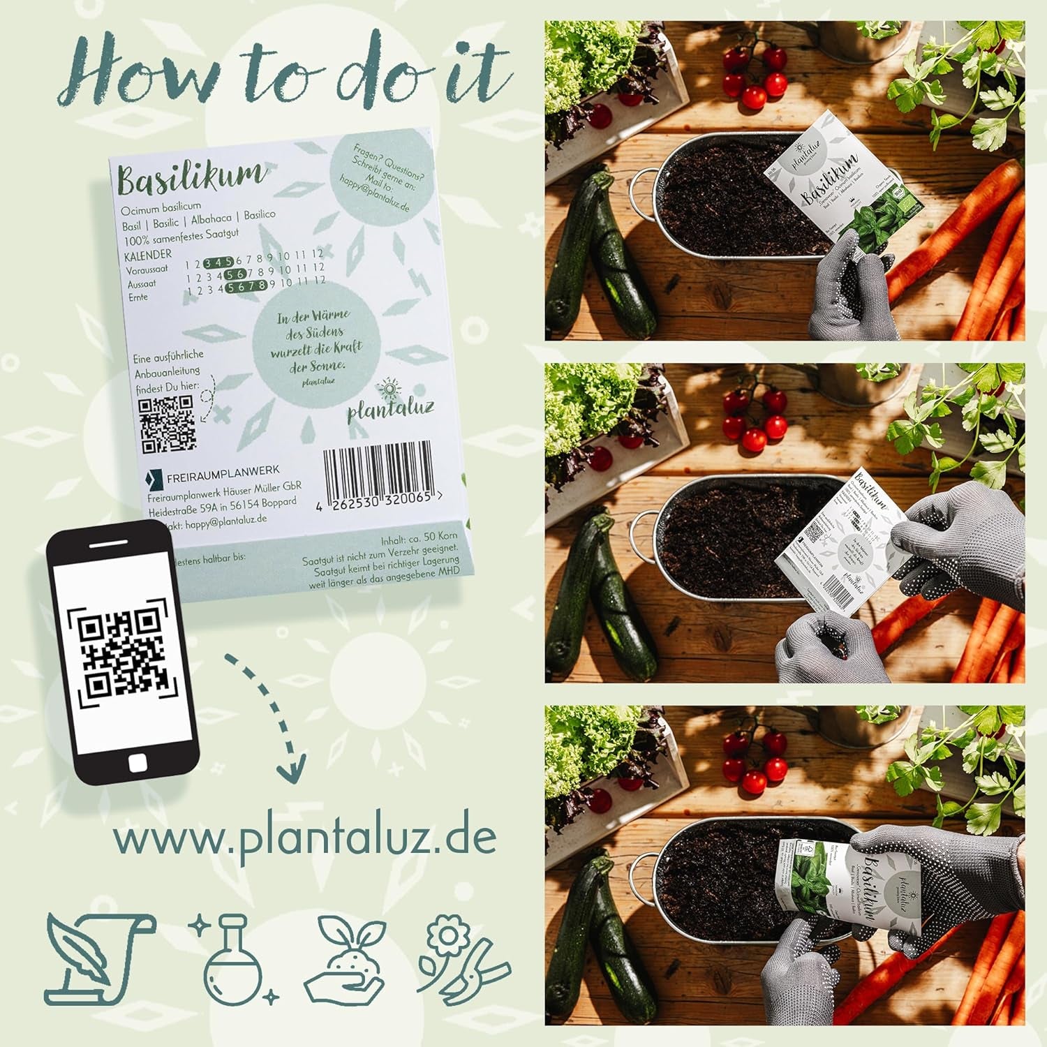 Plantaluz Premium Bio-Samen-Set P03 – Kulinarik- und Heilpflanzen-Samen-Set für Garten, Balkon und Innenbereich – inkl. Samen FSC-Pflanzstäbchen – Frei bestäubte, unbehandelte und gentechnikfreie Bio-Samen